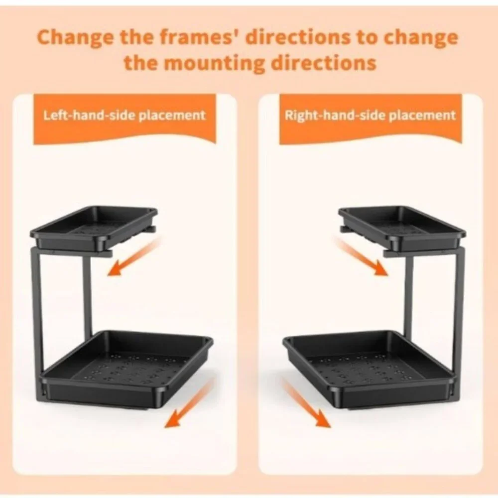 Under Sink Organizer Storage Pull Out 2 Tier Under Sink Countertop Black